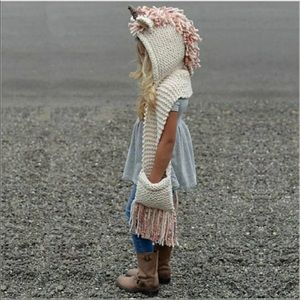 Knit Unicorn hat and scarf sweater